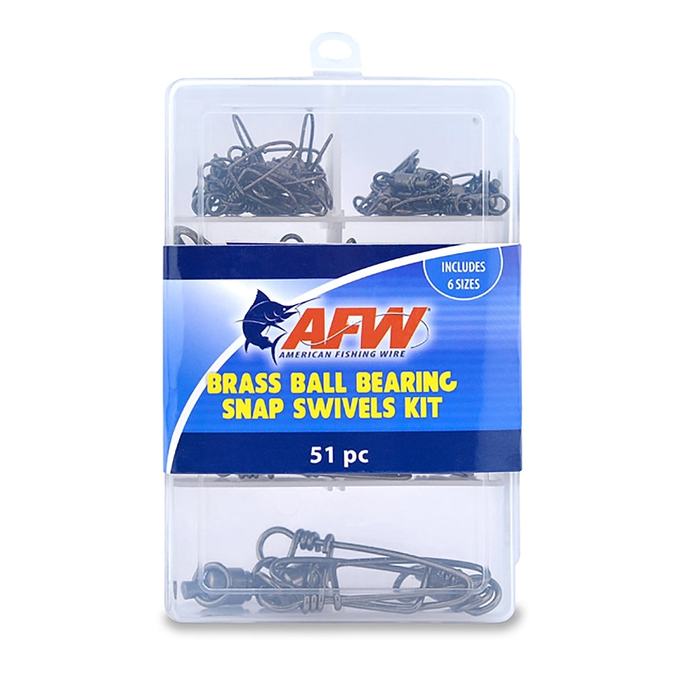 AMERICAN FISHING WIRE, AFW Brass Ball Bearing Snap Swivels w-Welded Rings, Black TKB00007