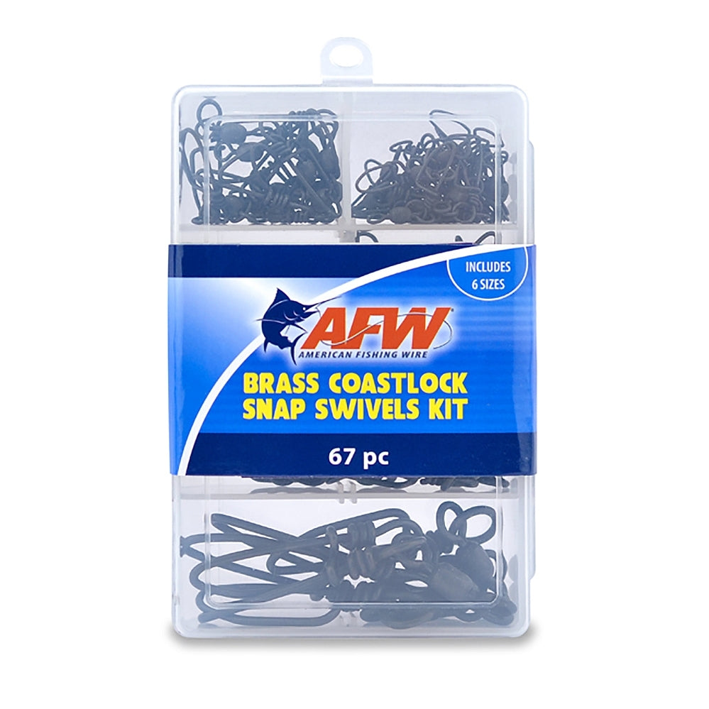 AMERICAN FISHING WIRE, AFW Brass Coastlock Snap Swivel Kit, Black TKB00005