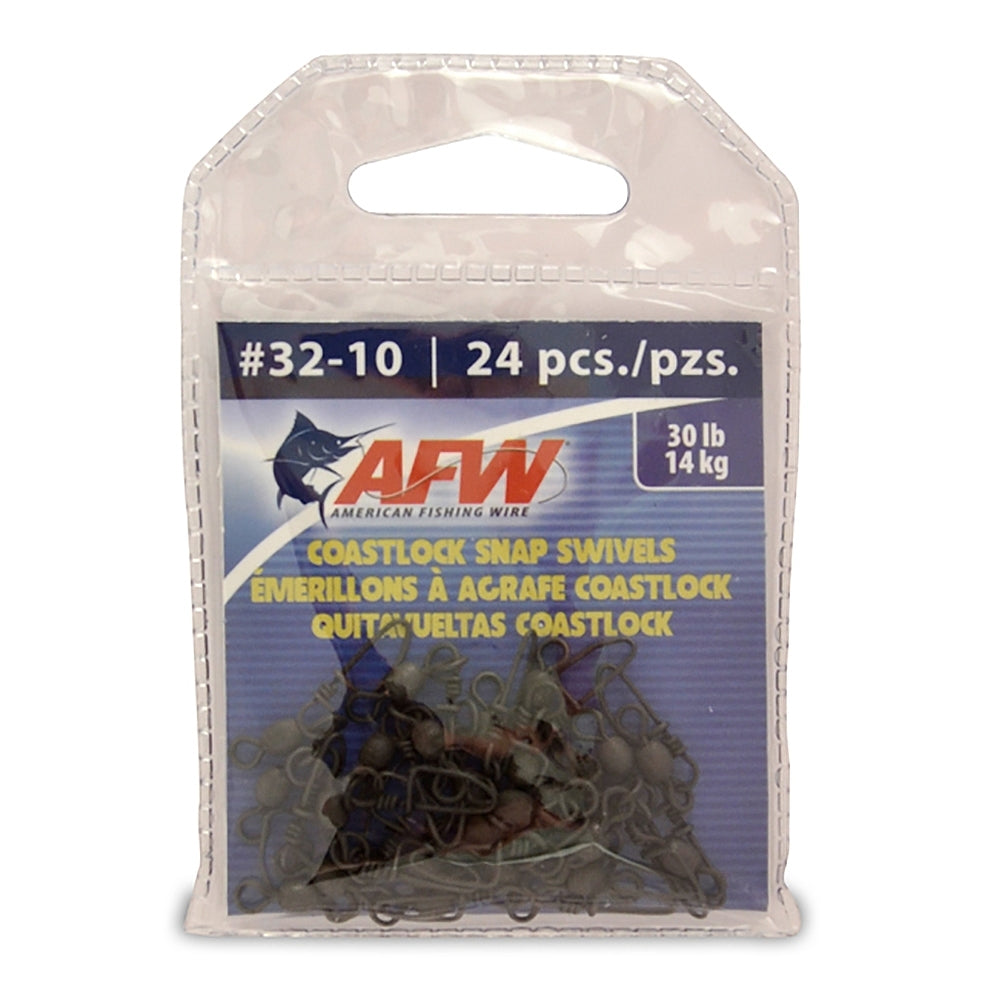 AMERICAN FISHING WIRE, AFW Brass Coastlock Snap Swivels - Black