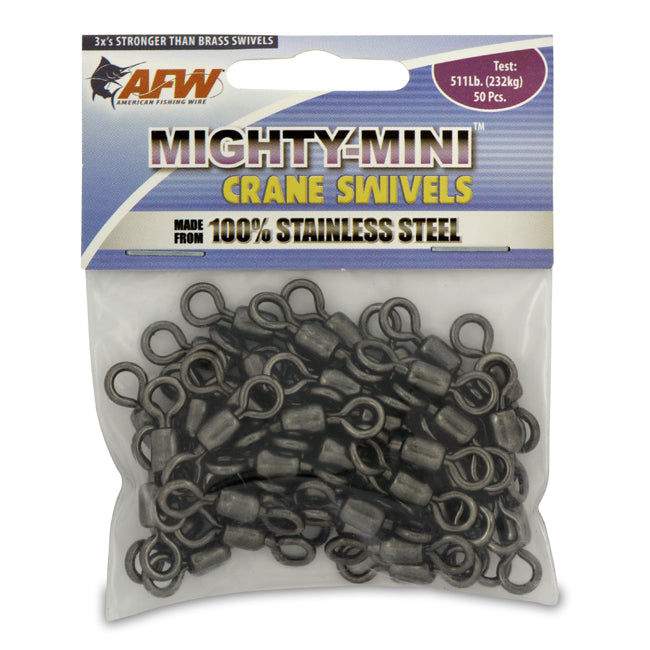 AMERICAN FISHING WIRE, AFW Mighty Mini Stainless Steel Crane Swivels - Gunmetal Black