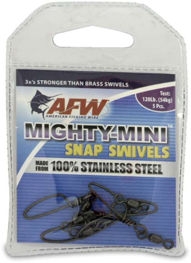 AMERICAN FISHING WIRE, AFW Mighty Mini Stainless Steel Snap Swivels - Gunmetal Black