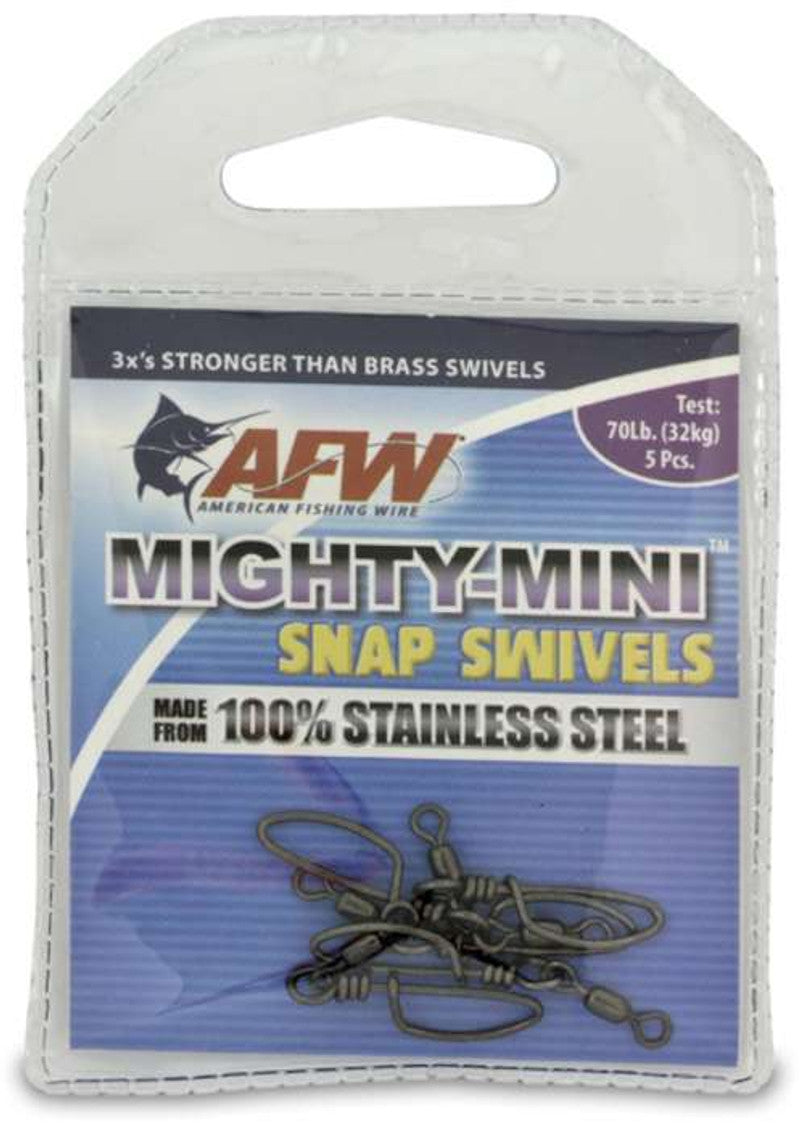 AMERICAN FISHING WIRE, AFW Mighty Mini Stainless Steel Snap Swivels - Gunmetal Black