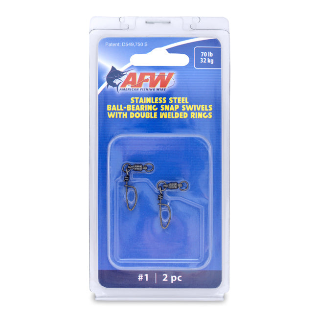 AMERICAN FISHING WIRE, AFW Stainless Steel Ball Bearing Snap Swivels With Double Welded Rings