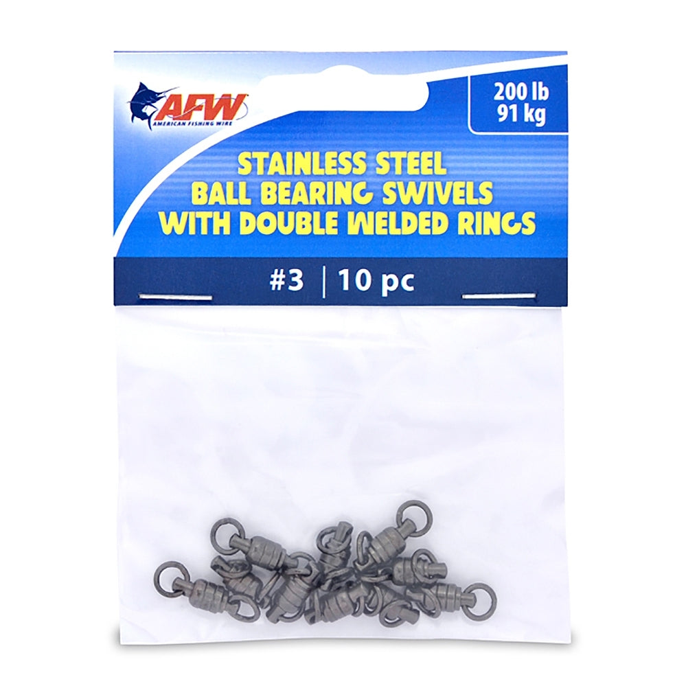 AMERICAN FISHING WIRE, AFW Stainless Steel Ball Bearing Swivels With Double Welded Rings 10pc - Gunmetal Black