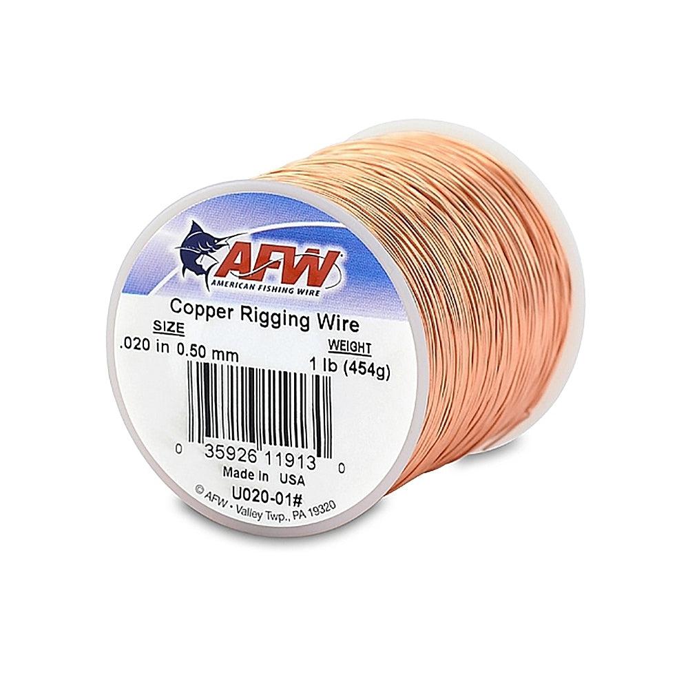 AMERICAN FISHING WIRE, AFW U020-01# Copper Rigging Wire .020 in (0.51 mm) dia, 1 lb (454 g)