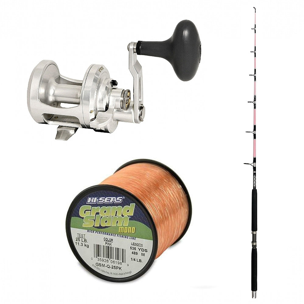 ACCURATE/CHAOS, Accurate Fury FX-600X Silver with CHAOS KC 15-30 Live Bait Comp Rod  7' and Grand Slam Mono 1-4LB Spool: Pink 30# 440Y