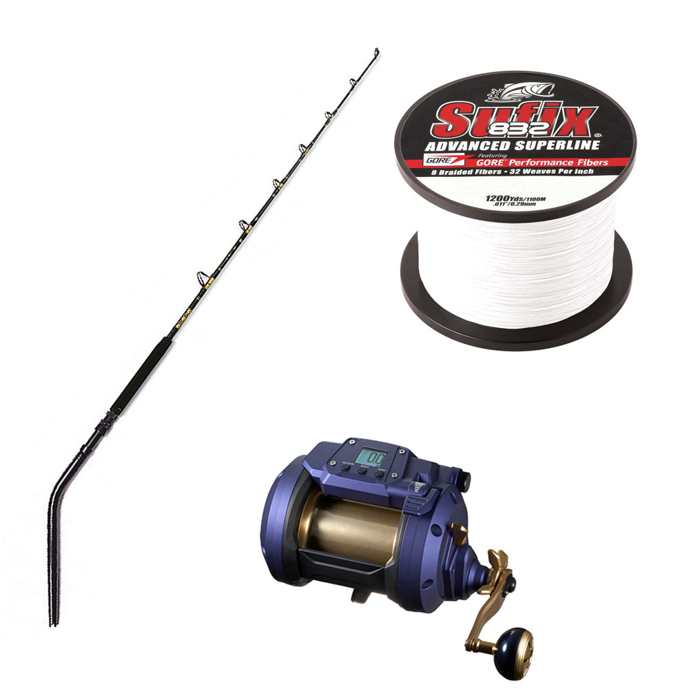 DAIWA, Buy Daiwa Seapower 1200 Spooled with 80# Sufix Braid Ghost and Get 40% off CHAOS SW 50-100 6FT Blackout Rod