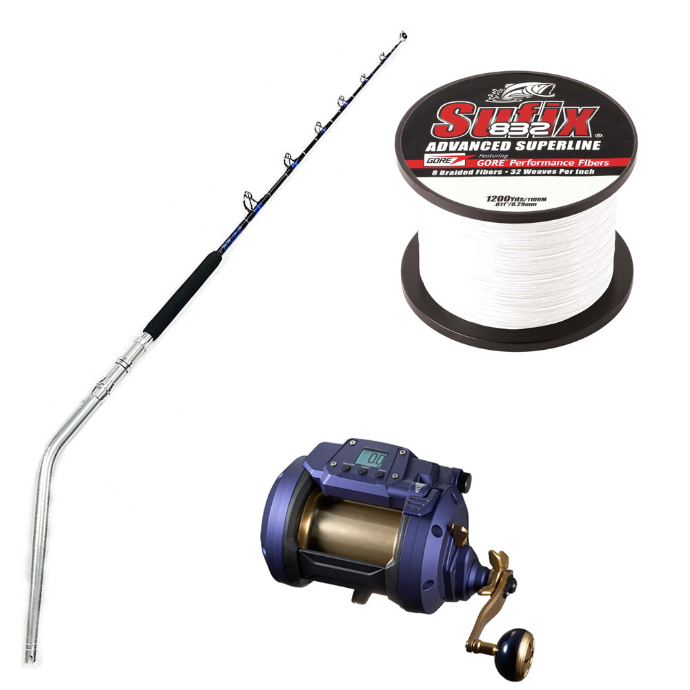 DAIWA, Buy Daiwa Seapower 1200 Spooled with 80# Sufix Braid Ghost and Get 40% off CHAOS SW 50-100 6FT Royal/Silver Rod