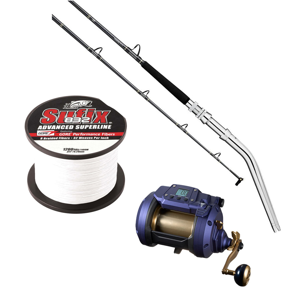 DAIWA, Buy Daiwa Seapower 1200 Spooled with 80# Sufix Braid Ghost and Get Tanacom 5FT6IN Medium Heavy Deep Drop Rod FREE