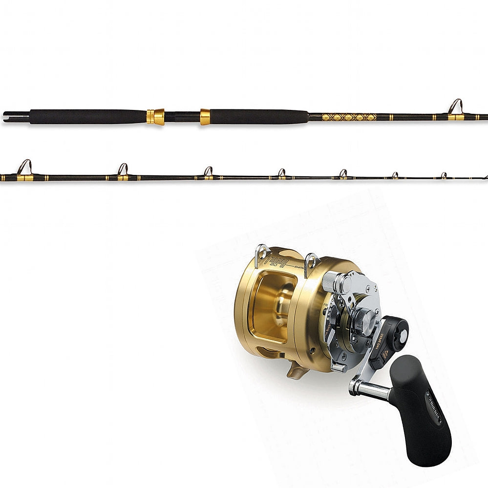 SHIMANO/CHAOS, CHAOS KC 10-25 7' Live Bait Rod and Shimano TIAGRA 20A 2 Speed Reel Spooled with SUFIX Mono