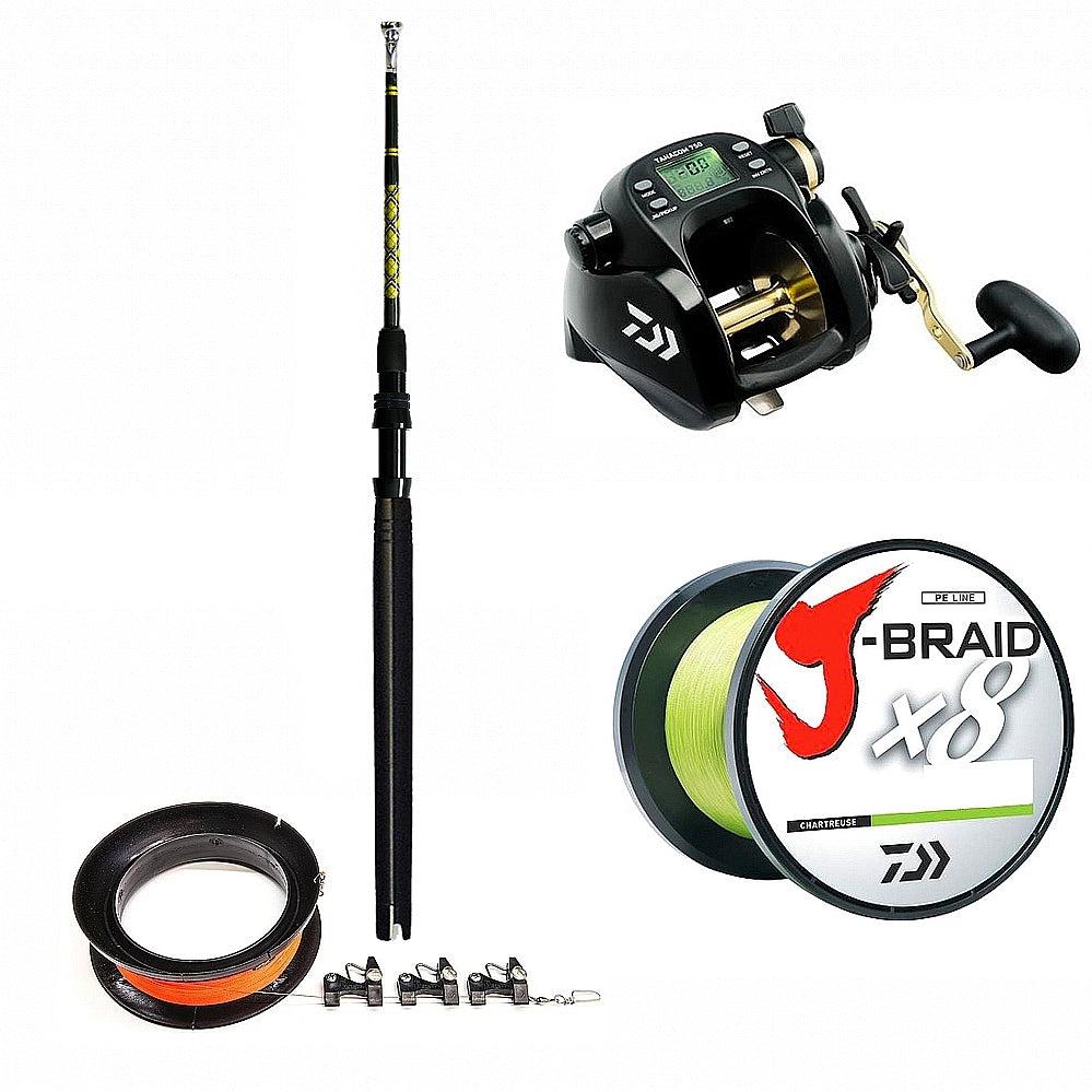 DAIWA/CHAOS, Daiwa Tanacom 750, Spooled with 80# Braid, CHAOS Gold Winthrop Tip Kite Rod 32" and Kite Line Assembly Combo