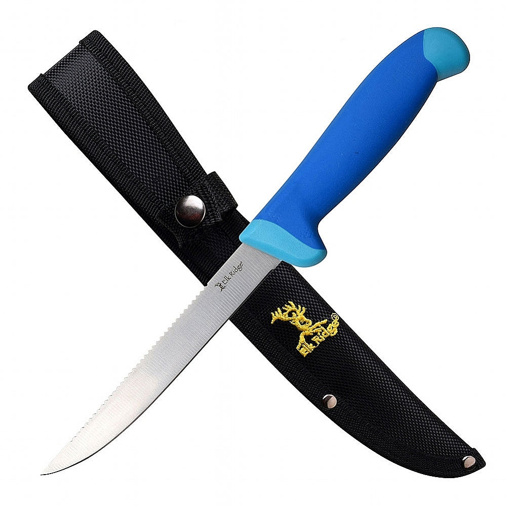 ELK RIDGE, Elk Ridge Fillet Knife with Blue Rubberized Nylon Handle ER-200-05M