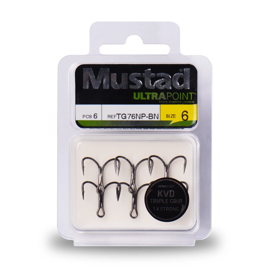 MUSTAD, Mustad Kvd Triple Grip Treble 2X Strong 1X Strong