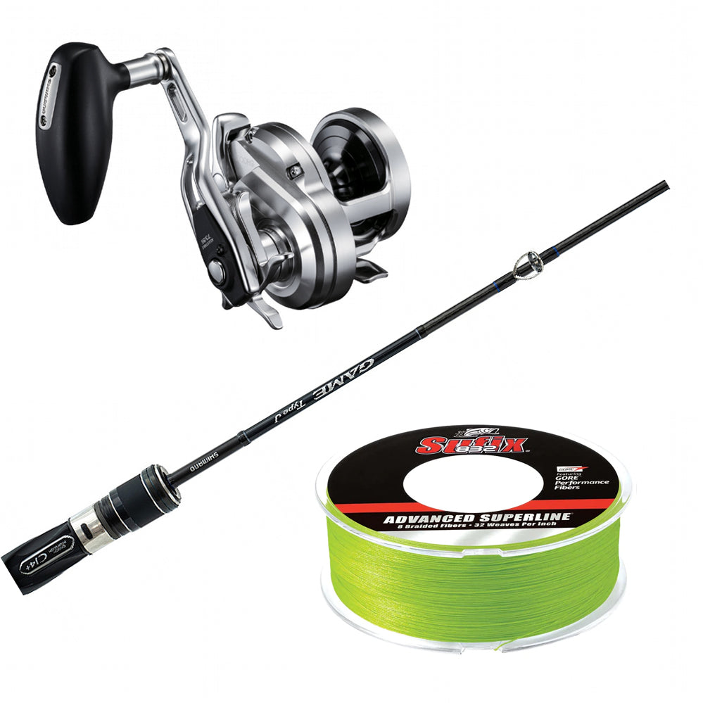 SHIMANO/SHIMANO/SUFIX, SHIMANO Game Type J 5FT6IN Heavy with SHIMANO Ocea Jigger 4000HG and SUFIX 832 BRAID 600 Yds Combo